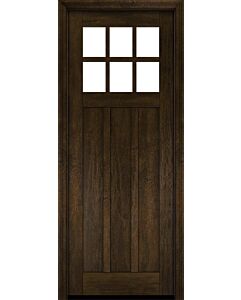 Mahogany Craftsman 6 Lite, Top View SDL 3 Panel Shaker Single Door|CRF-P3G6-SH