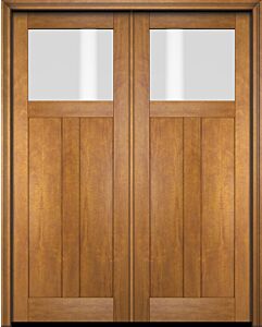 Mahogany Craftsman Top View 2 Panel Shaker Double Door|CRF-SH-FP