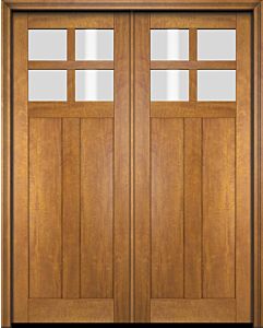 Mahogany Craftsman 4 Lite, Top View SDL 2 Panel Shaker Double Door|CRF4-SH-FP