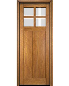 Mahogany Craftsman 4 Lite, Top View SDL 2 Panel Shaker Single Door|CRF4-SH-FP