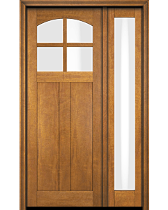 Mahogany Craftsman Arch Lite, Top View, 4 Lite SDL 2 Panel Shaker Single Door, Sidelite|CRF4-SH-AR-FP