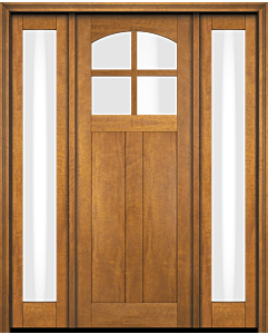 Mahogany Craftsman Arch Lite, Top View, 4 Lite SDL 2 Panel Shaker Single Door, Sidelites|CRF4-SH-AR-FP