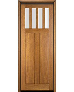 Mahogany Craftsman Vertical 4 Lite, Top View SDL 2 Panel Shaker Single Door|CRF4H-SH-FP