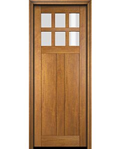 Mahogany Craftsman 6 Lite, Top View SDL 2 Panel Shaker Single Door|CRF6-SH-FP