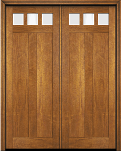 Mahogany Craftsman 3 Lite, Top View SDL 2 Panel Shaker Double Door|CRF6#-SH-FP