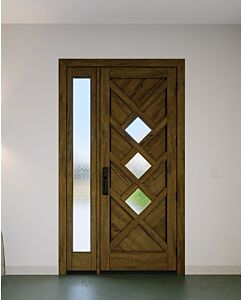 Mahogany Diamond Artistic Lite Designer  Shaker Single Door, Sidelite