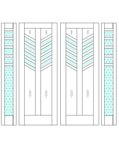 Mahogany Feather-7 Artistic Lite TS Modern Shaker Double Door, Sidelites