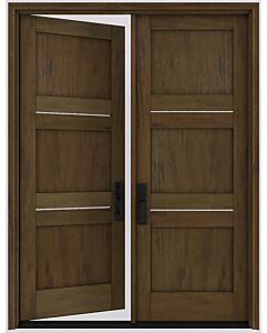 Mahogany Feynman Slimlite Razor Lite  Contemporary Modern 3 Panel Shaker Double Door