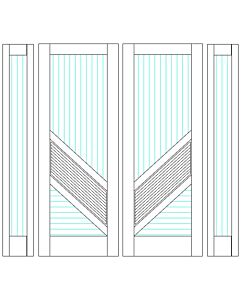 Mahogany Fluted-2 Artistic Lite  Modern Shaker Double Door, Sidelites