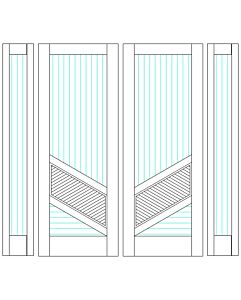 Mahogany Fluted-3 Artistic Lite  Modern Shaker Double Door, Sidelites