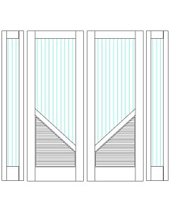 Mahogany Fluted-4 Artistic Lite  Modern Shaker Double Door, Sidelites