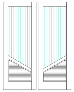 Mahogany Fluted-5 Artistic Lite  Modern Shaker Double Door