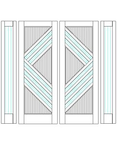 Mahogany Fluted-7 Artistic Lite  Modern Shaker Double Door, Sidelites