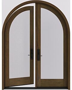Mahogany Round Top Full Lite Shaker Double Door|G101-R-RTP-SH