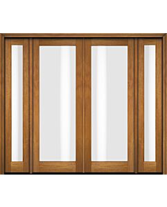 Mahogany Full Lite Modern Shaker Double Door, Sidelites|G101-SH-SH