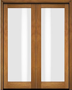 Mahogany Full Lite Modern Shaker Double Door|G101-SH-SH