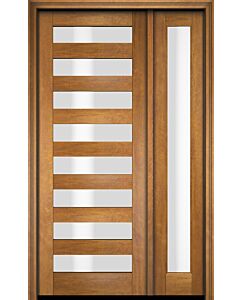 Mahogany Slimlite  Modern Shaker Single Door, Sidelite|G101-SLM-SH