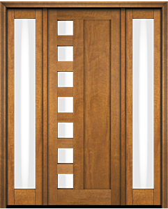 Mahogany Artistic Lite Designer  Contemporary Modern 1 Panel Shaker Single Door, Sidelites|G102SQ-SH-SH