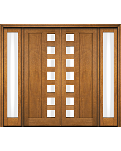 Mahogany Artistic Lite Designer  Contemporary Modern 1 Panel Shaker Double Door, Sidelites|G102SQ-SH-SH