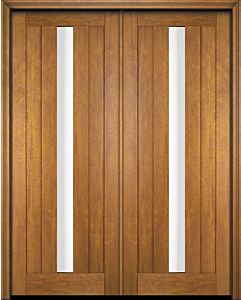Mahogany Center Lite  Modern Shaker Double Door|G103CV-SH-SH