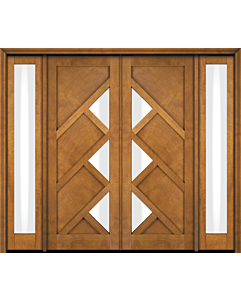 Mahogany Cairo Artistic Lite Designer  Multi Panel Shaker Double Door, Sidelites