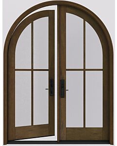 Mahogany Round Top Full Lite, 4 Lite SDL Shaker Double Door|G104-R-RTP-SH