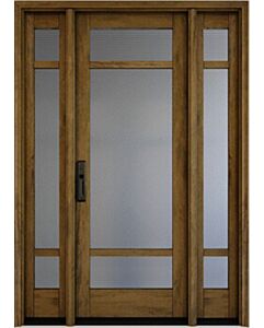 Mahogany Full Lite, Artistic Lite Designer  Contemporary Modern Shaker Single Door, Sidelites|G115-W