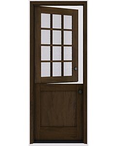 Mahogany 1/2 Lite, 12 Lite SDL 1 Panel Modern Farmhouse Shaker Dutch Door