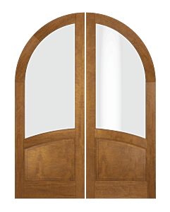 Mahogany Round Top 2/3 Lite 1 Panel Double Door|G2301-R-RTP-OG