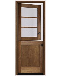 Mahogany Horizontal 3 Lite SDL 1 Panel Shaker Dutch Door