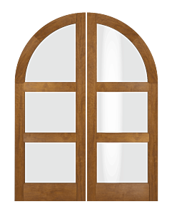 Mahogany Round Top Full Lite, 3 Lite  Double Door|G301-R-RTP-OG