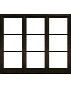 Mahogany Full Lite, Horizontal 3 Lite SDL Contemporary Modern Narrow Profile Shaker Triple Door