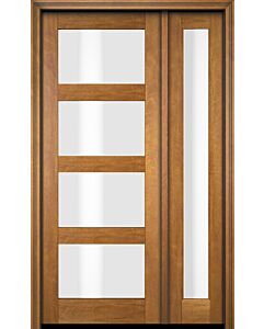 Mahogany Full Lite, 4 Lite  Modern Shaker Single Door, Sidelite|G401-SH-SH