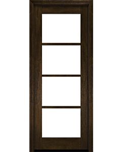 Mahogany Full Lite, 4 Lite SDL Modern Farmhouse Shaker Single Door|G401-W-SH