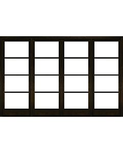 Mahogany Full Lite, Horizontal 4 Lite SDL Contemporary Modern Narrow Profile Shaker Quadruple Door