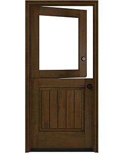 Mahogany 1/2 Lite SDL 1 Panel V-Grooved Shaker Dutch Door