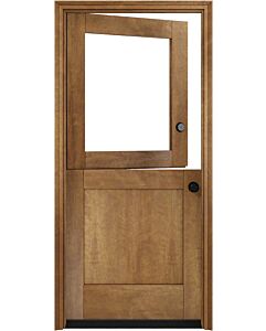 Mahogany 1/2 Lite SDL 1 Panel Shaker Dutch Door