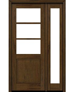 Mahogany 1/2 Lite, 3 Lite SDL 1 Panel Modern Farmhouse Shaker Single Door, Sidelite|G5003-SH