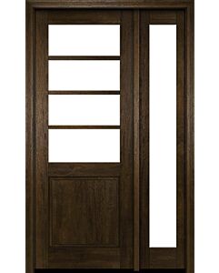 Mahogany 1/2 Lite, Horizontal 4 Lite SDL 1 Panel Modern Farmhouse Shaker Single Door, Sidelite|G500402-SH