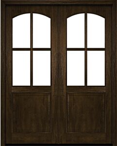 Mahogany Arch Lite, 1/2 Lite, 4 Lite SDL 1 Panel Double Door|G5004-AR-OG