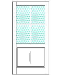 Mahogany 1/2 Lite, 4 Lite SDL 1 Raised Panel Shaker Single Barn Door|G5004-BARN-RP