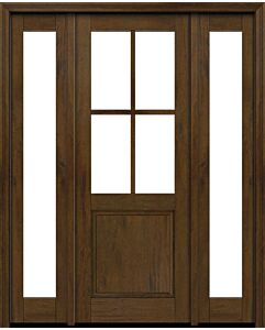 Mahogany 1/2 Lite, 4 Lite SDL 1 Panel Modern Farmhouse Shaker Single Door, Sidelites|G5004-SH