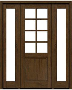 Mahogany 1/2 Lite, 8 Lite SDL 1 Panel Modern Farmhouse Shaker Single Door, Sidelites|G5008-SH