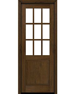 Mahogany 1/2 Lite, 9 Lite SDL 1 Panel Modern Farmhouse Shaker Single Door|G5009-SH