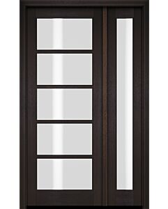Mahogany Full Lite, 5 Lite SDL Single Door, Sidelite|G501-OG