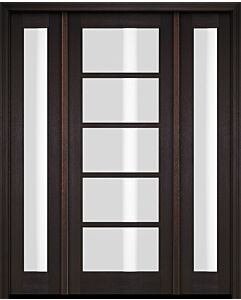 Mahogany Full Lite, 5 Lite SDL Single Door, Sidelites|G501-OG