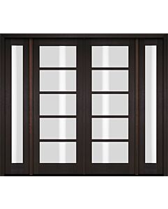 Mahogany Full Lite, 5 Lite SDL Double Door, Sidelites|G501-OG