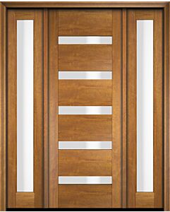 Mahogany Slimlite  Modern Shaker Single Door, Sidelites|G501-SLM-SH