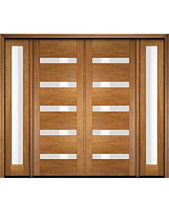 Mahogany Slimlite  Modern Shaker Double Door, Sidelites|G501-SLM-SH