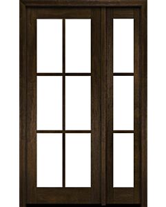 Mahogany Full Lite, 6 Lite SDL Modern Farmhouse Shaker Single Door, Sidelite|G601-SH
